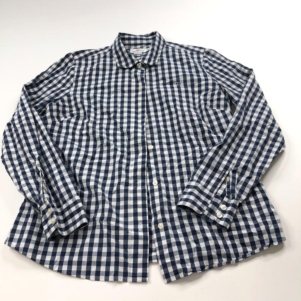Vineyard Vines 12 100% Cotton Button Long Sleeve Check Plaid Shirt Blue
